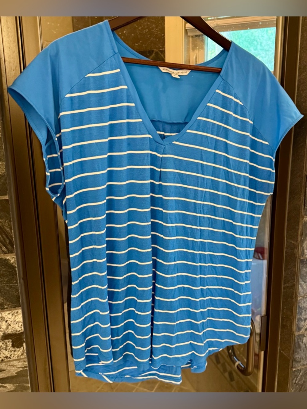 Adrienne Vittadini Blue & White Striped Top